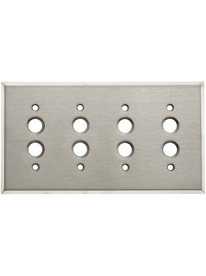 Classic Four Gang Push Button Switch Plate In Brushed Stainless.
